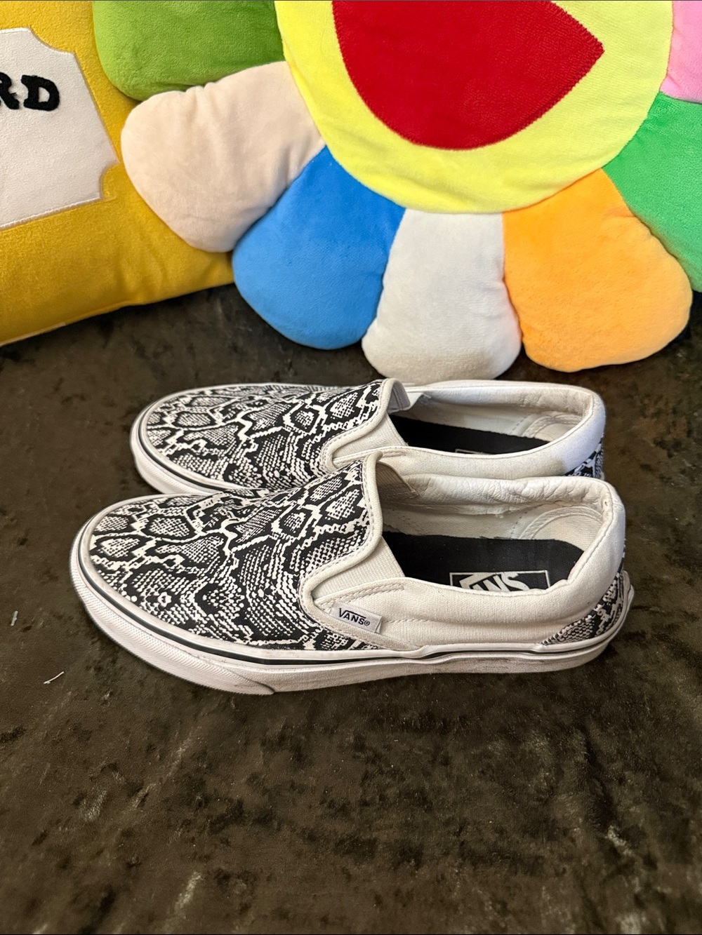 Vans Classic Slip on Grey Canvas Snake Print size 9 GWC